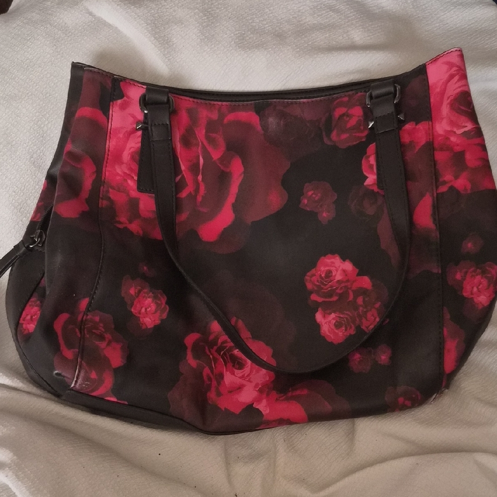Floral Black and Red Women's Bag